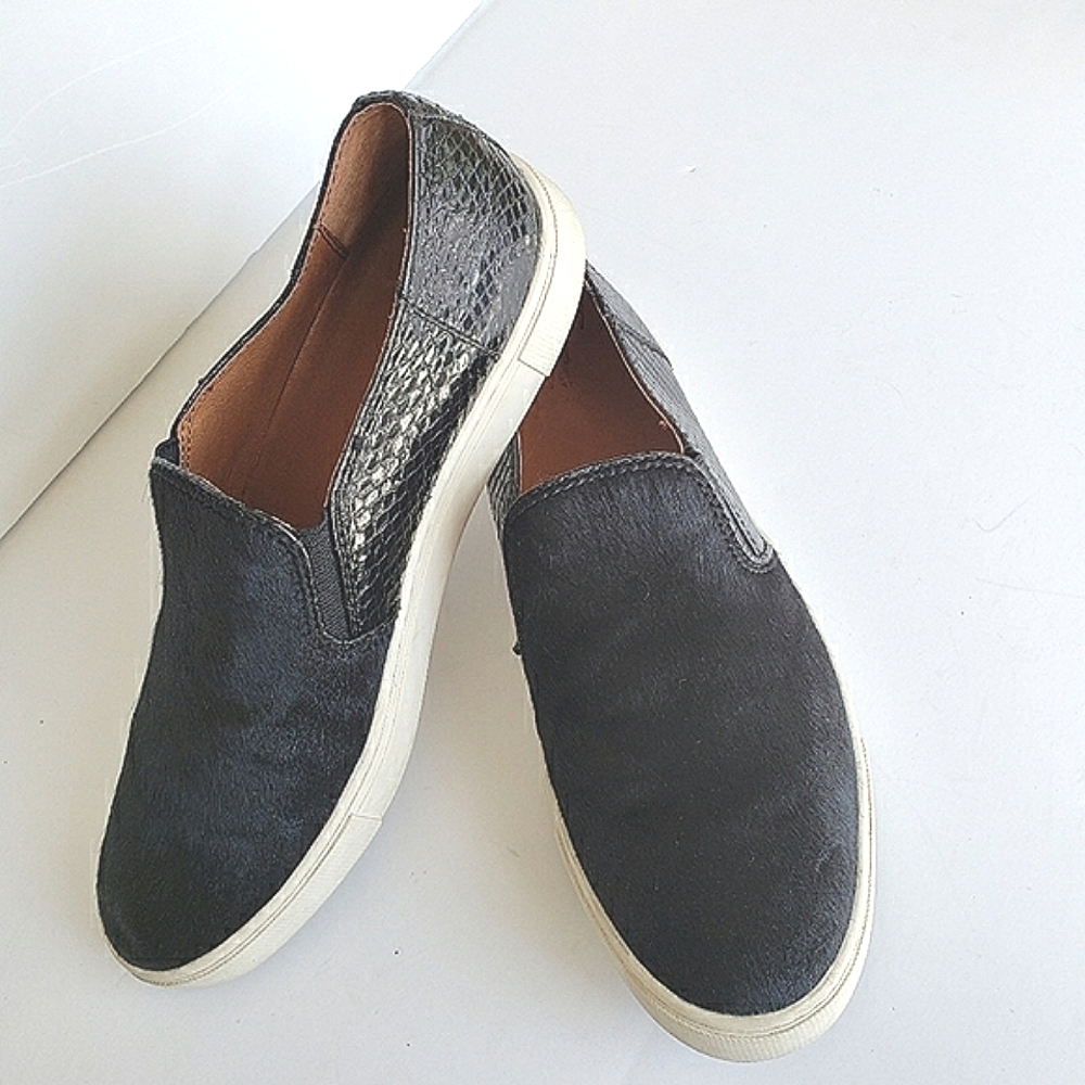 Frye Gemma Black Calf Hair Slip-On Sneaker Size 8